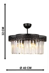 Sitrus 4.lü Siyah Lux Kristal Taşlı Avize