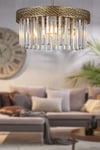 Sitrus 4.lü Eskitme Lux Kristal Taşlı Avize