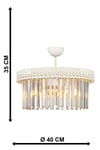 Sitrus 4.lü Beyaz Lux Kristal Taşlı Avize