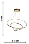 Spin 3.Lü Ledli Avize Gold Kaplama