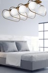Sühan 8.li Sıralı Eskitme Beyaz Glop Camlı Avize