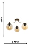 Yağmur 3.lü Eskitme Bal Camlı Avize