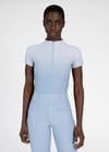 Ombré Kısa Kollu Binici Bluzu (Aqua)