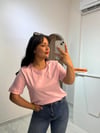 %100 Pamuk Dilvin Bisiklet Yaka Şeker Pembe T-shirt