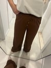 Beli Lastikli Bol Paça Kahve Pantolon