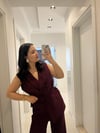 Bordo Renk Yelekli Bel Lastikli Pantolon Takım 