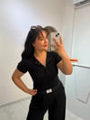 Çıtçıt Detaylı Dilvin Siyah Crop T-shirt