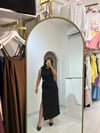 Drape Detaylı Gold Tokalı Siyah Midi Boy Elbise