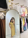 Drape Detaylı Gold Tokalı Yeşil Midi Boy Elbise