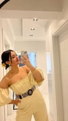 Kemerli Straplez Taş Rengi Tulum