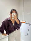Mürdüm Oversize Tensel Gömlek