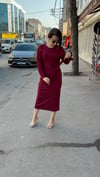 Bordo Bağlamalı Elbise