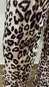 Saten Leopar Beli Lastikli Pantalon