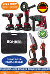 AKÜLÜ 6 LI KOMBO SET BA011133K , 30MM BUDAMA MAKASI  + 10 - 15CM BUDAMA TESTERELİ + TAŞLAMA + KIRICI - DELİCİ + SOMUN SIKMA + DARBELİ VİDALAMA 
