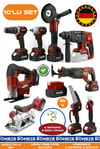 Alman 10 Makine Kombo Set BA01082K 6 Akülü 2 Şarjlı Kömürsüz V598 5Ah Profesyonel -KIRMIZI RED