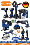 Alman 10 Makine Kombo Set BA01082M 6 Akülü 2 Şarjlı Kömürsüz V598 5Ah Profesyonel - BLUE MAVİ