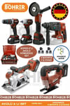 Alman 4 Akülü 2 Şarjlı Kömürsüz V598 5ah Profesyonel 6 Makine Kombo Set ,kırmızı