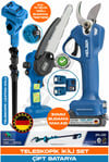 ALMAN 6207 BLUE V598/21V TELESKOPİK AKÜLÜ DAL BUDAMA ZİNCİRLİ TESTERE VE ŞARJLI 30MM DAL BUDAMA MAKASI-2 BATARYA