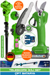 ALMAN 6207 GREEN V598/21V TELESKOPİK AKÜLÜ DAL BUDAMA ZİNCİRLİ TESTERE VE ŞARJLI 30MM DAL BUDAMA MAKASI-2 BATARYA