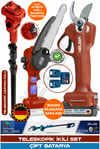 ALMAN 6207 RED V598/21V TELESKOPİK AKÜLÜ DAL BUDAMA ZİNCİRLİ TESTERE VE ŞARJLI 30MM DAL BUDAMA MAKASI-2 BATARYA
