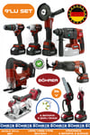 Alman 9 Makine Kombo Set BA01083K 6 Akülü 2 Şarjlı Kömürsüz V598 5Ah Profesyonel - RED KIRMIZI