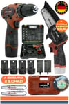 ALMAN RED 12V V258 AKÜLÜ VİDALAMA MATKAP + ŞARJLI AKÜLÜ ZİNCİRLİ DAL BUDAMA TESTERESİ +4 BATARYA