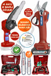 ALMAN RED V598/21V +4 BATARYA , AKÜLÜ 10-15CM DAL BUDAMA TESTERESİ VE 30MM YEDEK BIÇAK ŞARJLI BAĞ MAKASI
