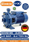 Alman SCM2-55 Çift Kademeli 2.0 HP 6 Bar 8.4 Ton Su - Kademeli Su Pompası - Bakır Sargılı - Su Motoru Profesyonel Çözüm