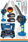 ALMAN V598 25CM BLUE ZİNCİR YAĞLAMALI ÇİFT AKÜLÜ BUDAMA TESTERESİ ŞARJLI AĞAÇ DAL KESME TESTERESİ