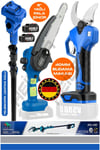 ALMAN V598 TELESKOPİK AKÜLÜ YAĞLI 25CM BUDAMA TESTERERESİ VE 40MM AKÜLÜ BUDAMA MAKASI +2 BATARYA