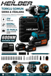 BA011524 21V 600 Nm Kömürsüz Akülü Somun Sıkma ve Vidalama Makinesi Brushless 35 Parça Set 2 Akü Şarj Cihazı Çantalı