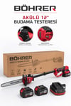 BÖHRER 12 İnç 30 cm Akülü Budama Testeresi 21V Çift Akülü Otomatik Yağlamalı Dal Budama Testere