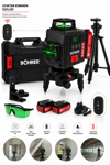 BÖHRER 16 Çizgi 4D Şarjlı Lazer Hizalama 360° Yeşil Lazer Uzaktan Kumandalı Tripodlu Çift Bataryalı Profesyonel Set