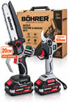 BÖHRER 21V Max 3.0 Ah Akülü Budama Testeresi ve Makası Seti – 20 cm Pala, 50 mm Budama Makası, Çift Akülü