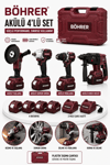 BÖHRER BA011396 4 BATARYA 2 ŞARJ ALETİ 4 MAKİNE KOMBO SET - 36V 5AH