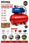 BÖHRER BA011423 8 KAT 25 DAİRE KADAR UYGUN 100L 2HP OTOMATİK AÇ KAPA HİDROFOR - BAKIR SARGILI