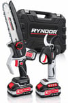 RYNDOR 21V Max 3.0 Ah Akülü Budama Testeresi ve Budama Makası Seti – Çift Akülü, Taşıma Çantalı Bahçe Bakım Seti