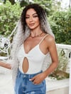 Afro Dalga Fiber Sentetik Tül Peruk - Siyah / Gri Ombreli