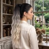 Tokalı Protein Fiber Sentetik At Kuyruğu - Koyu Kahve Küllü Gri Platin Ombre