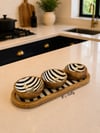 Papillon 3 Kaseli Ahşap Oval Sunum Tepsisi Meze Sos ve Kahvaltılık Servis Seti
