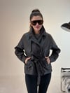 Acı Kahve Deri Rüzgarlıklı Kısa Trenç TRENÇKOT - Taksim Butik
