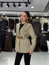Açık Haki Kemer Detaylı Blazer Ceket
