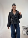 Antrasit Melanj Arkası Rüzgarlıklı Kısa Trenç KABAN & MONT & CEKET - Taksim Butik