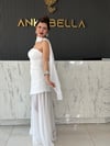 Beyaz Melissa Şal Detay Tül Abiye