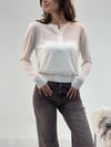 Beyaz Transparan Basic Triko BLUZ - Taksim Butik