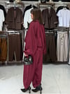 Bomber Ceketli Bordo Saten Takım 