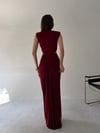 Bordo Bel Dekolteli Drapeli Elbise ELBİSE - Taksim Butik