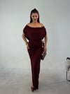 Bordo Bel Zincir Detaylı Elbise ELBİSE - Taksim Butik