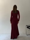 Bordo Büzgülü Omuz Tokalı Tül Elbise ELBİSE - Taksim Butik
