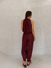 Bordo Çilek Yaka Boncuk Detaylı Takım